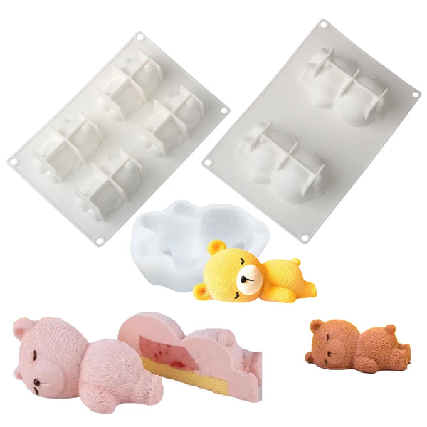 Sleeping Bear Design Silicone Cake Molds Mousse Bakeware Jelly Mould Party Dessert Baking Tools Food Grade Kitchen Supplies
